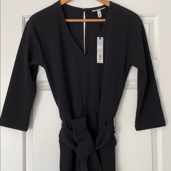 Pants - Black cropped jumpsuit with belt